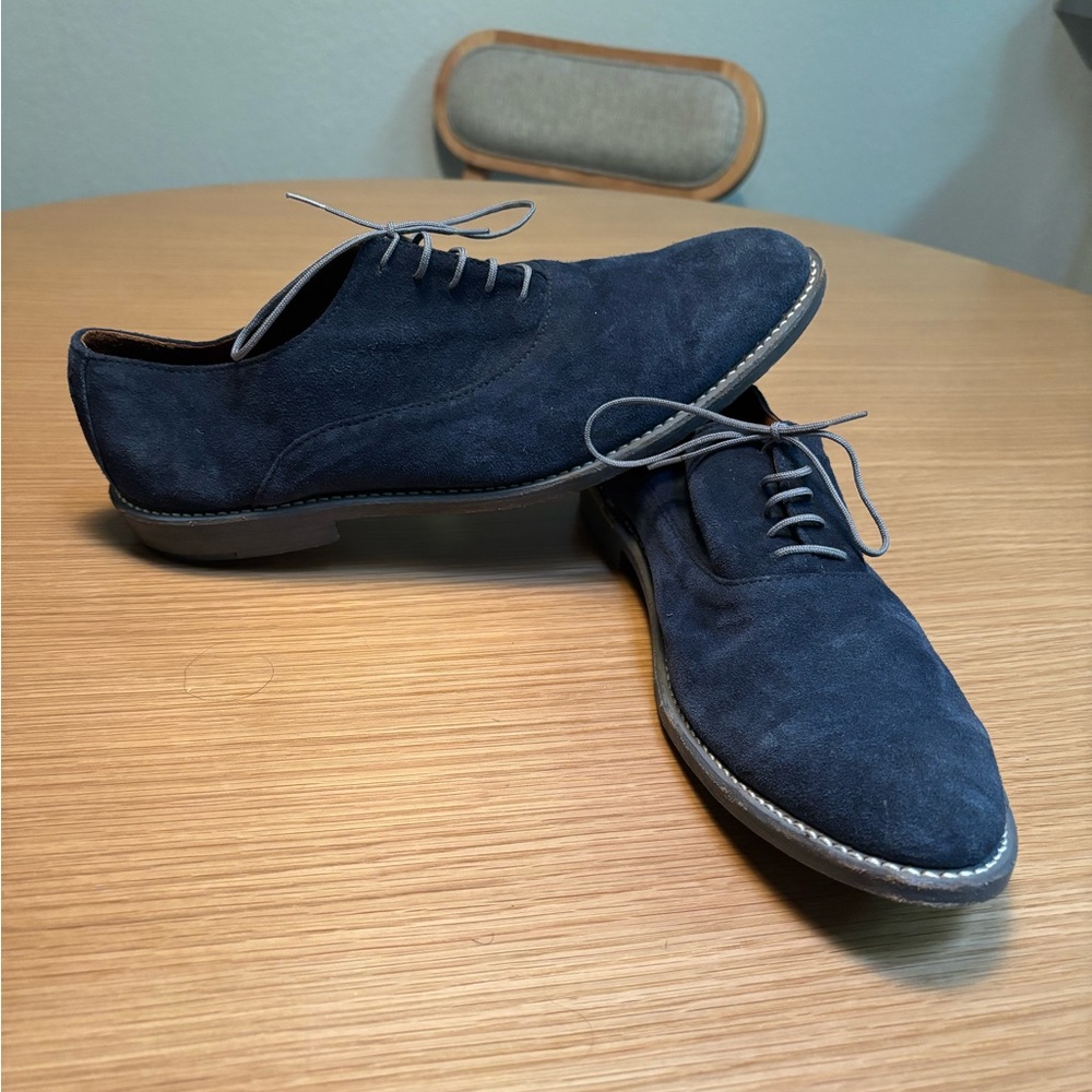 Men's Suede Derby Shoes in Navy Blue